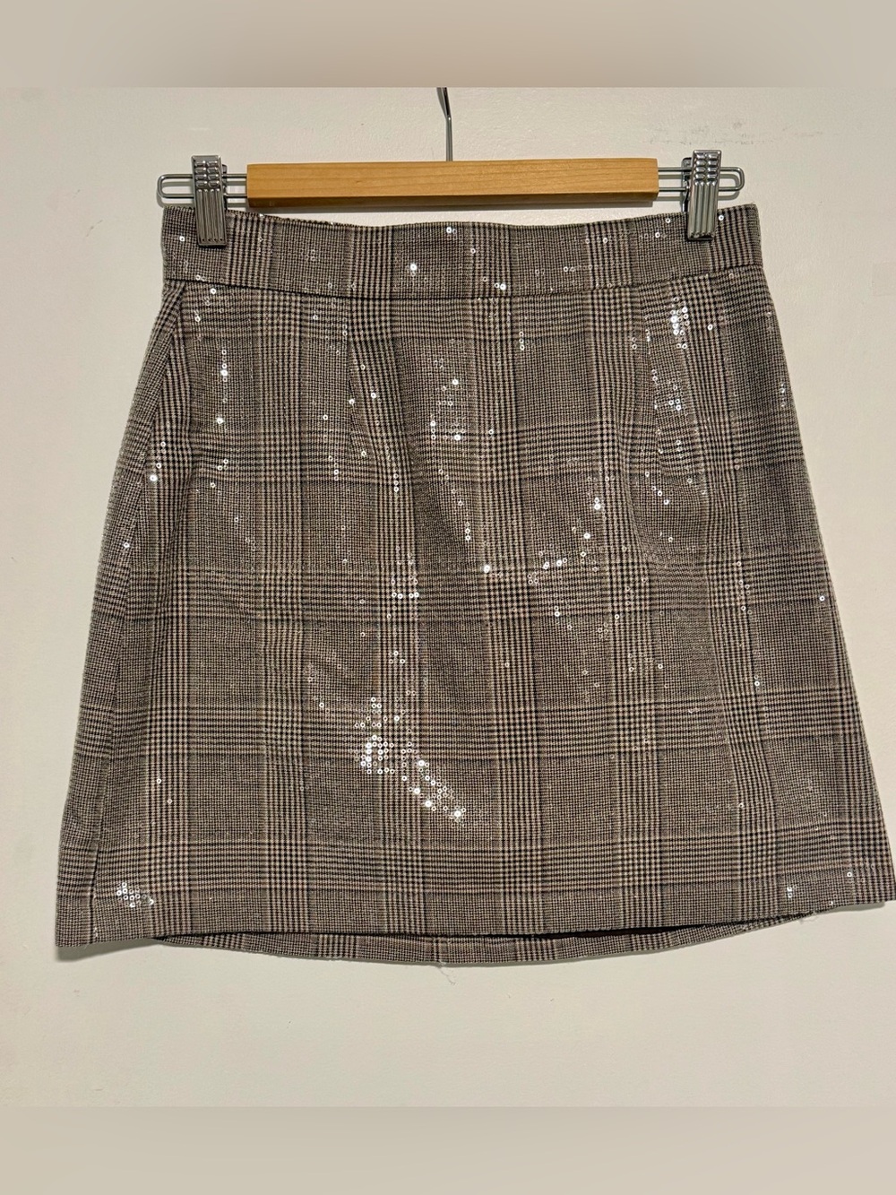 Cupcakes and Cashmere Jami Plaid Sequined Pencil Miniskirt Size 4